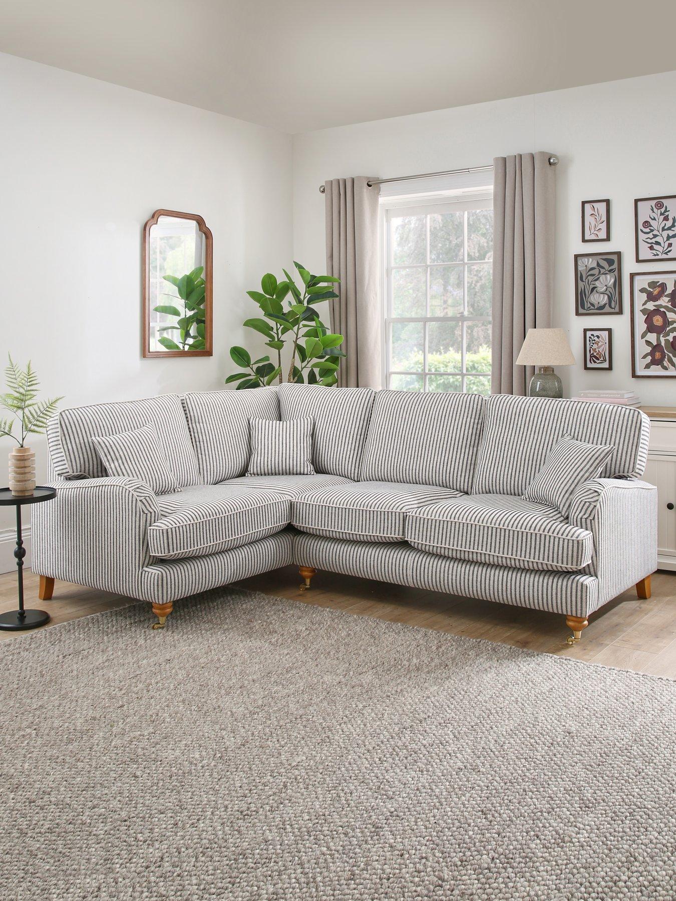Image 1 of 7 of The Very Collection Bay Stripe Left Hand&nbsp;Double Arm Corner Group Sofa&nbsp;- Made to Order in the UK
