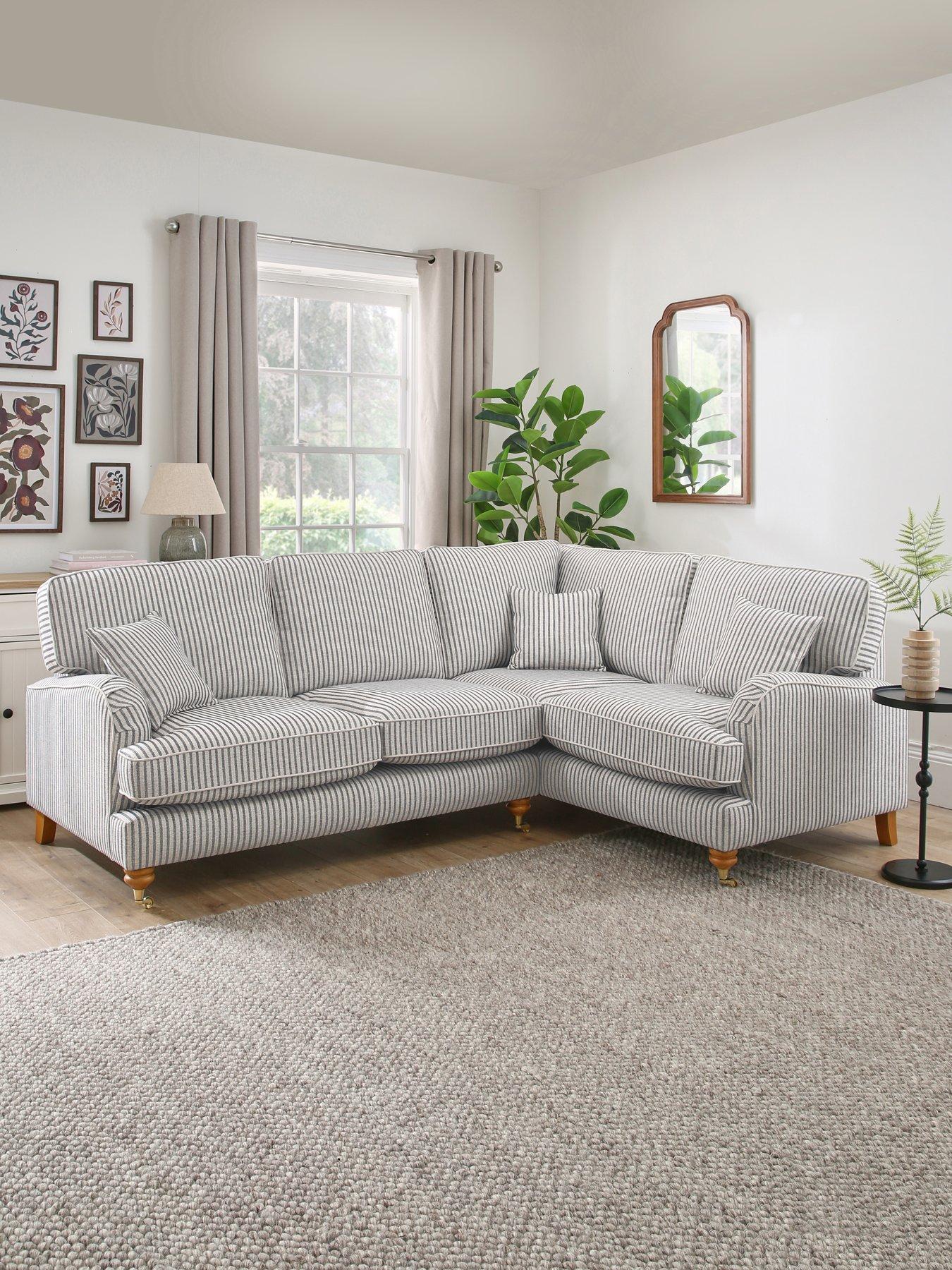Very Home Bay Stripe Right Hand Double Arm Corner Group Sofa - Made to Order in the UK