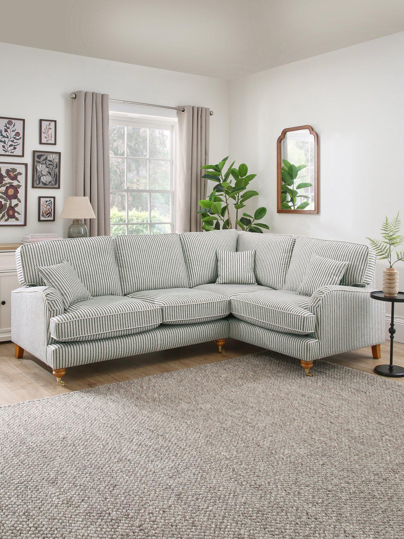 Very Home Bay Stripe Right Hand Double Arm Corner Group Sofa - Made to Order in the UK