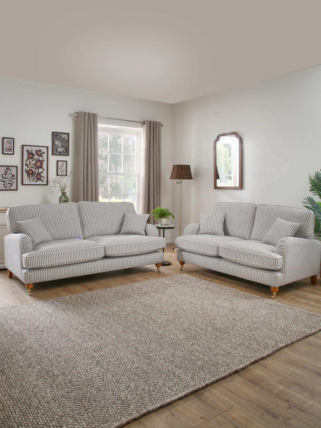 Very Home Bay Stripe 3 Seater + 2 Seater Fabric Sofa Set (Buy  &  SAVE!) - Made to Order in the UK