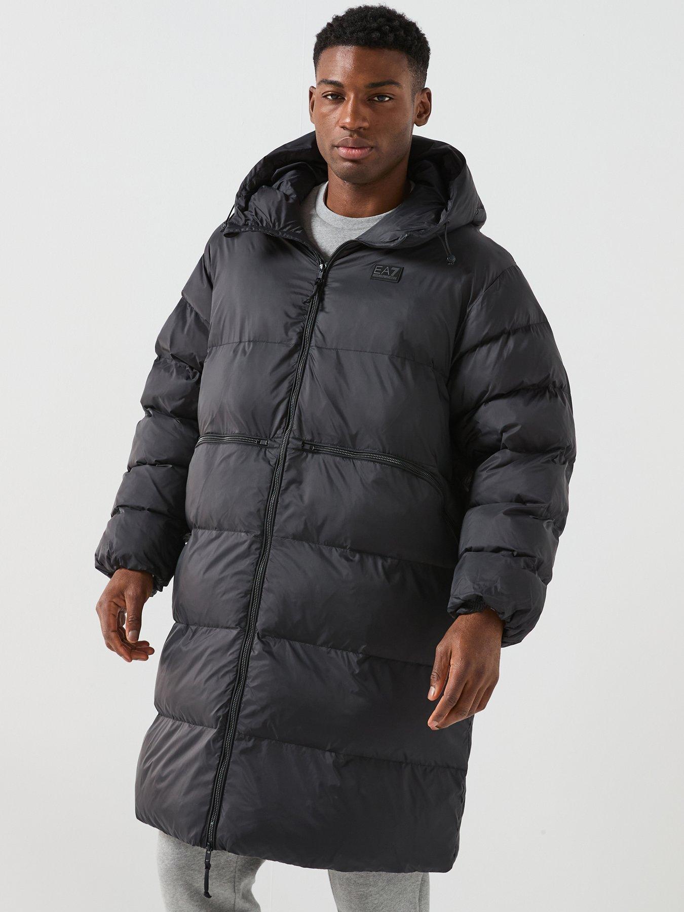 EA7 Emporio Armani Mountain Polar Back Logo Longline Padded Parka - Black