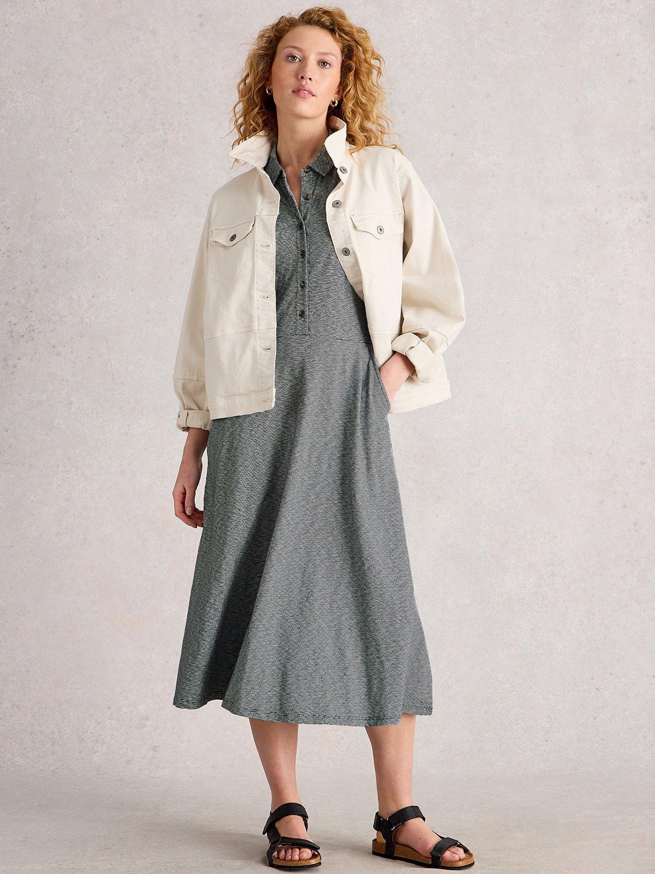 undefined Rua Jersey Half Placket Dress - Navy