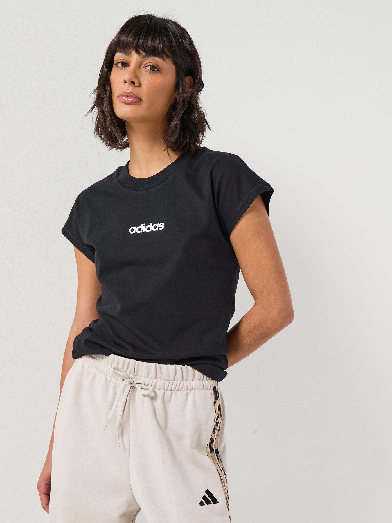 Image 1 of 4 of adidas Sportswear Womens Essentials Linear Cotton T-Shirt - Black
