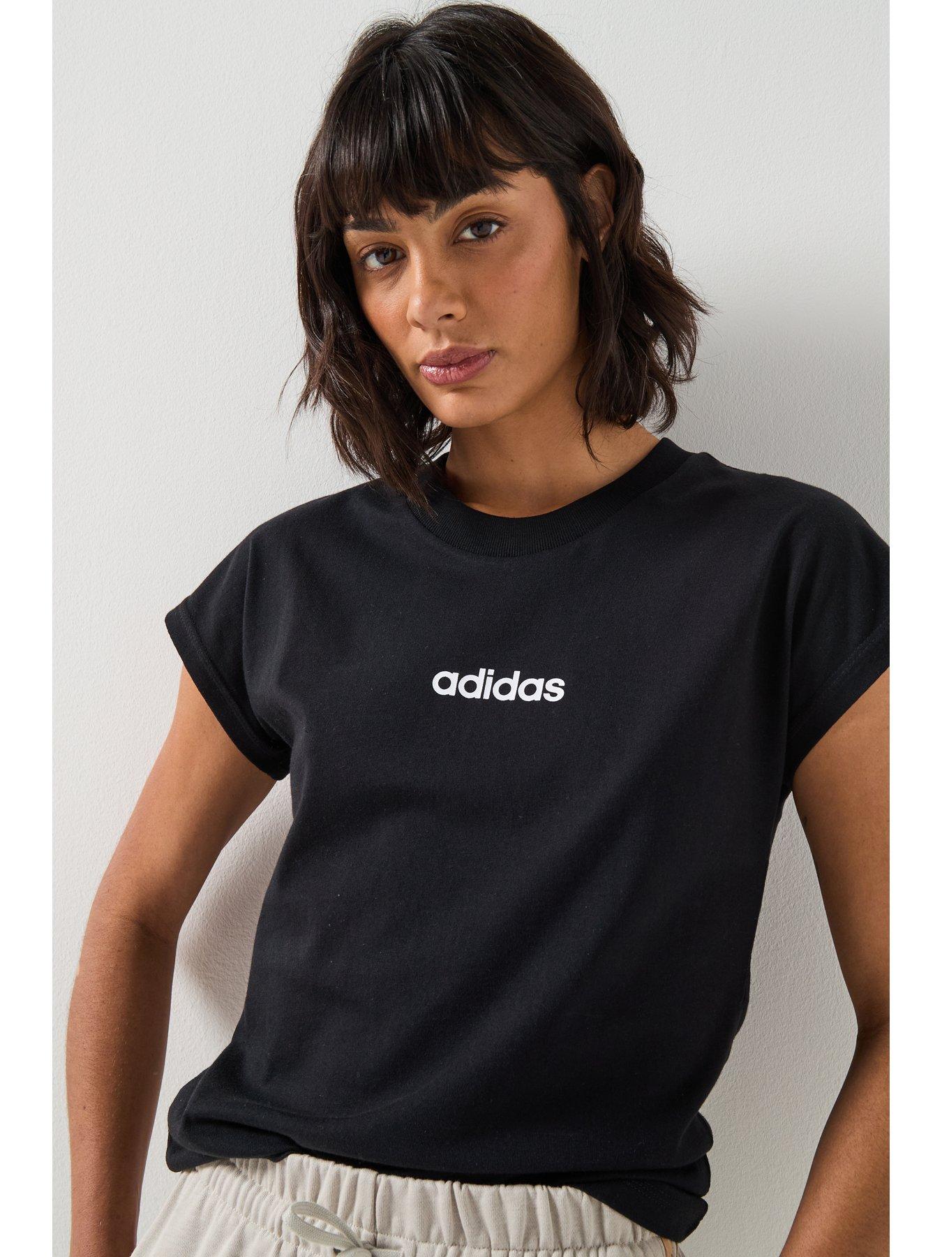 Image 4 of 4 of adidas Sportswear Womens Essentials Linear Cotton T-Shirt - Black