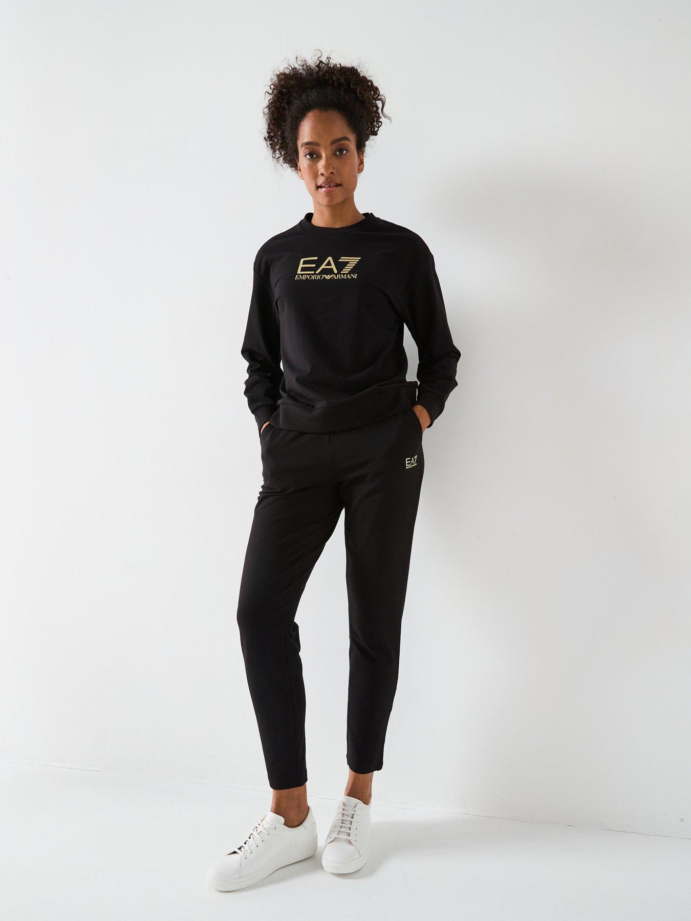 Ea7 Emporio Armani Crew Neck Sweater Tracksuit - Black
