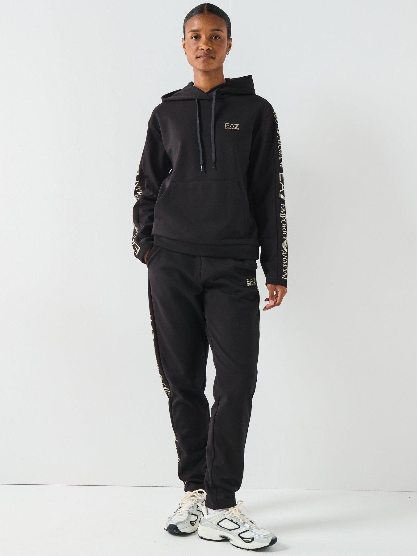 Ea7 Emporio Armani Overhead Hoodie Tracksuit - Black