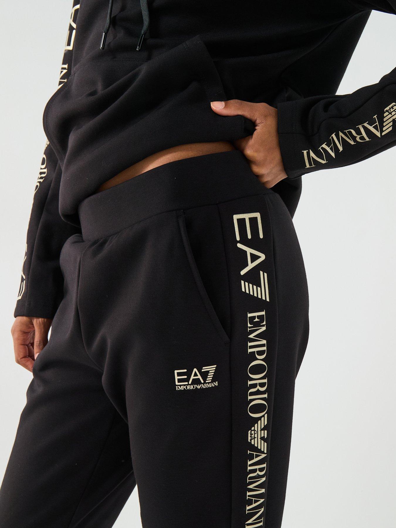 EA7 Emporio Armani Overhead Hoodie Tracksuit - Black | Very