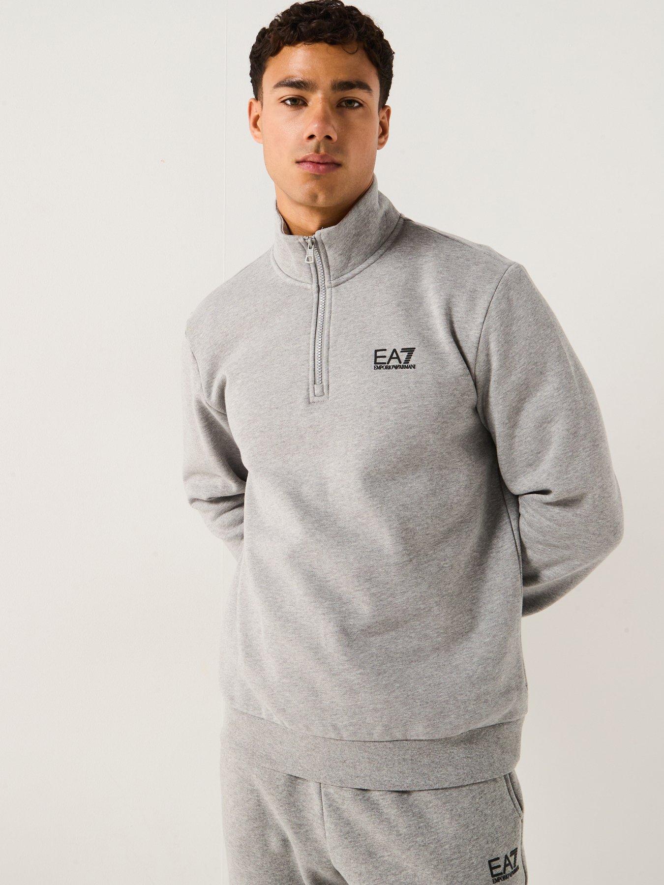 EA7 Emporio Armani Core Id Logo 1/4 Zip Sweater - Grey | Very