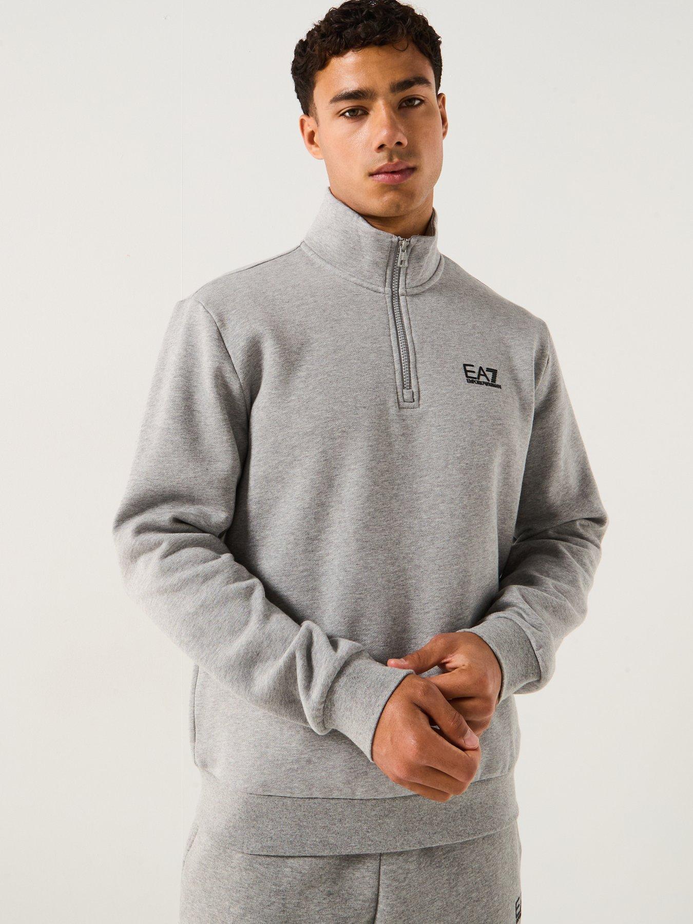 EA7 Emporio Armani Core Id Logo 1/4 Zip Sweater - Grey | Very