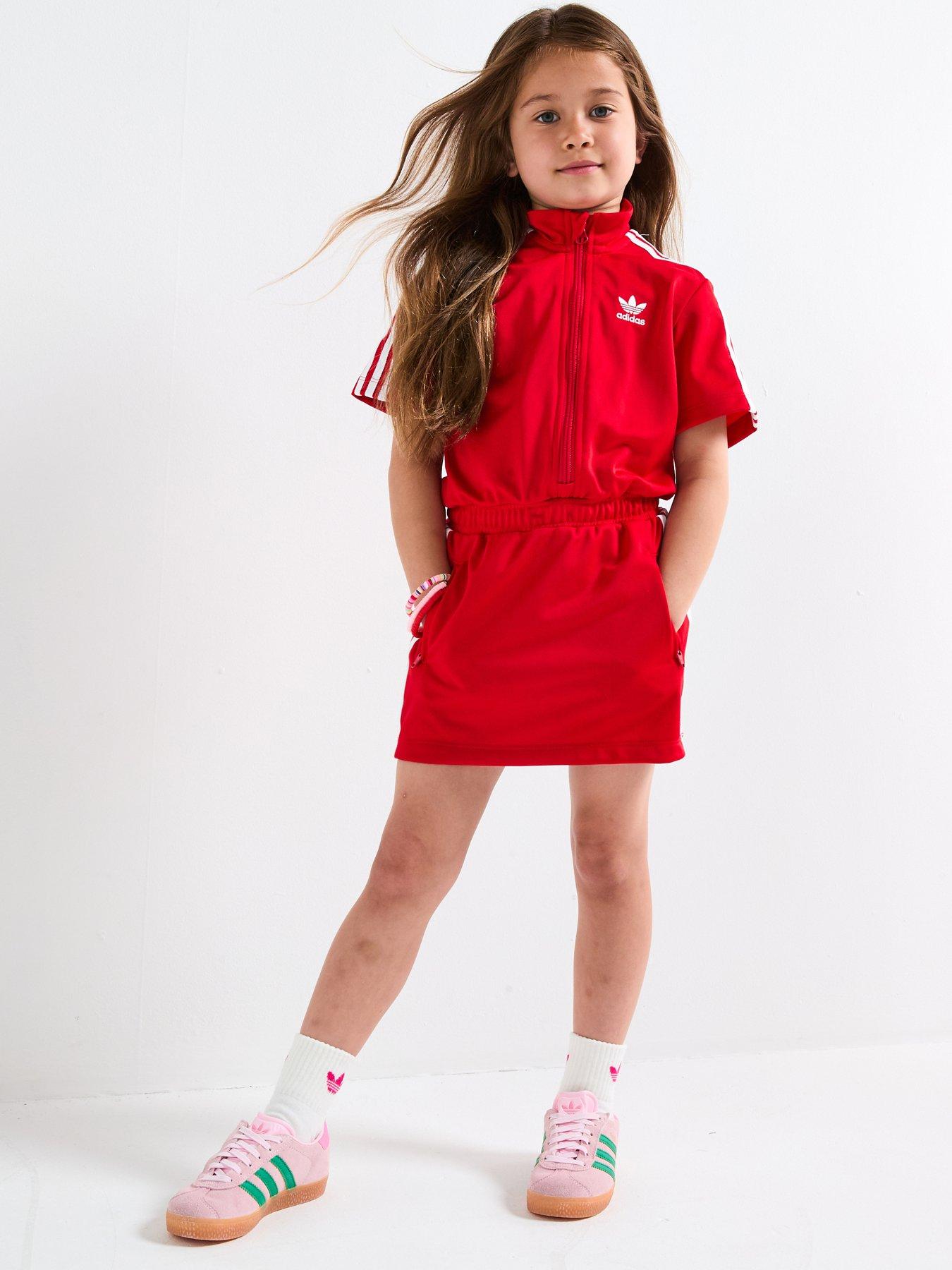 adidas Originals Kids Girls Firebird Dress Red Very