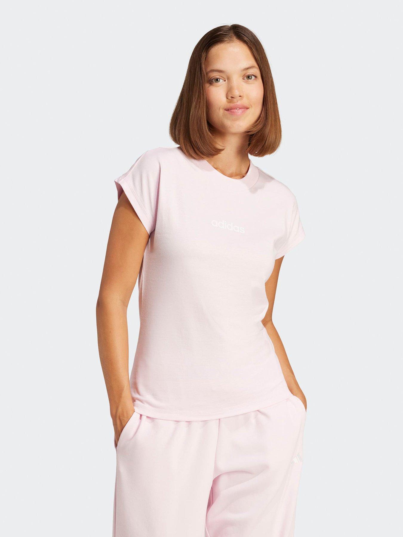 undefined Womens Essentials Linear Cotton T-Shirt - Pink