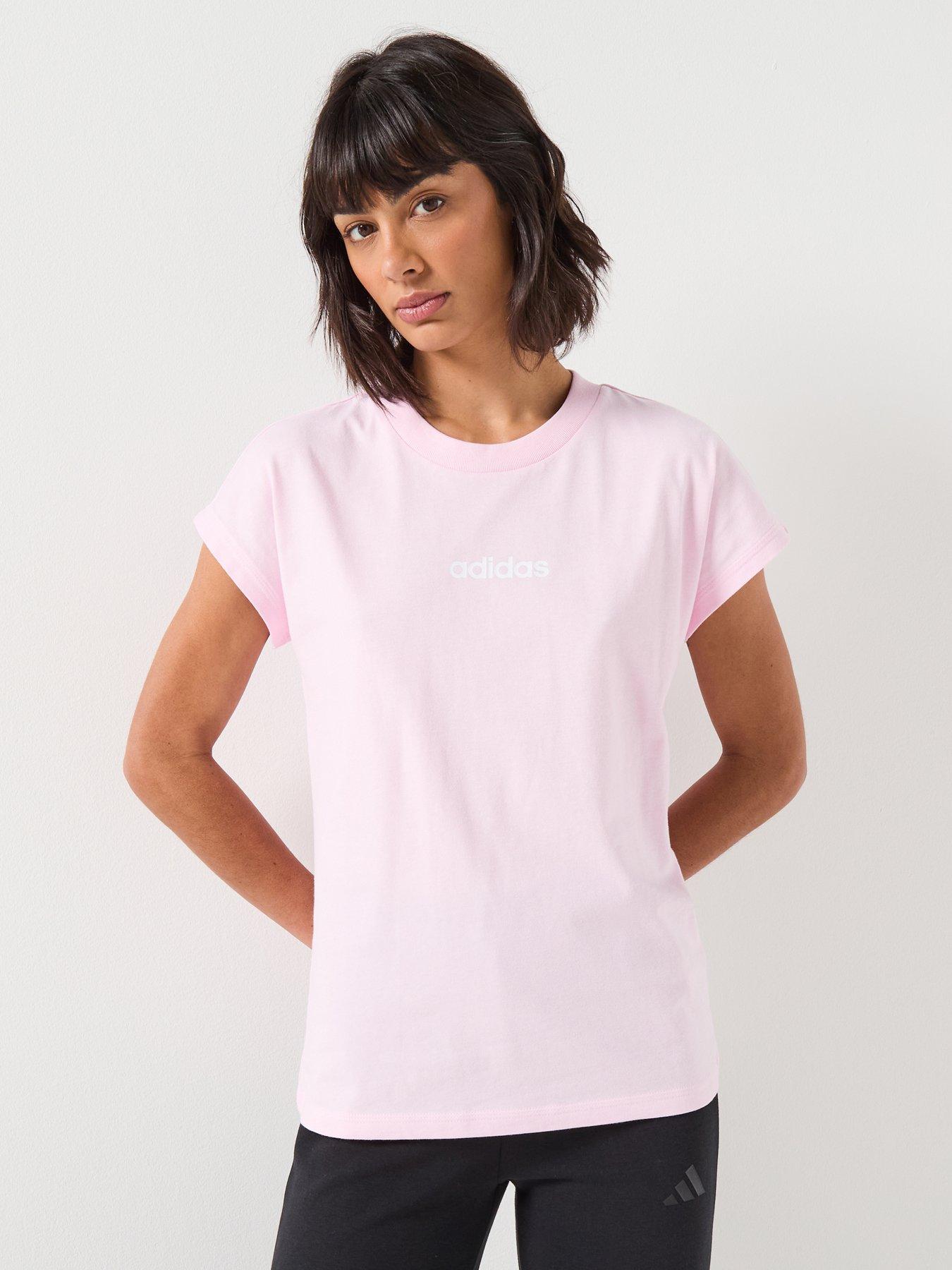 adidas Sportswear Womens Essentials Linear Cotton T-Shirt - Pink