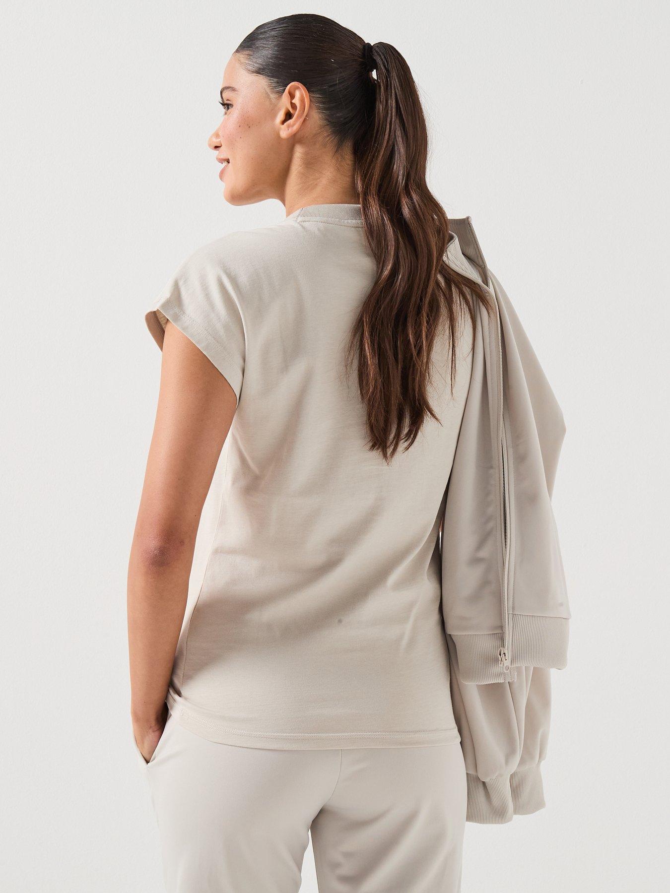 adidas Sportswear Womens Essentials Linear Cotton T-Shirt - Beige | Very