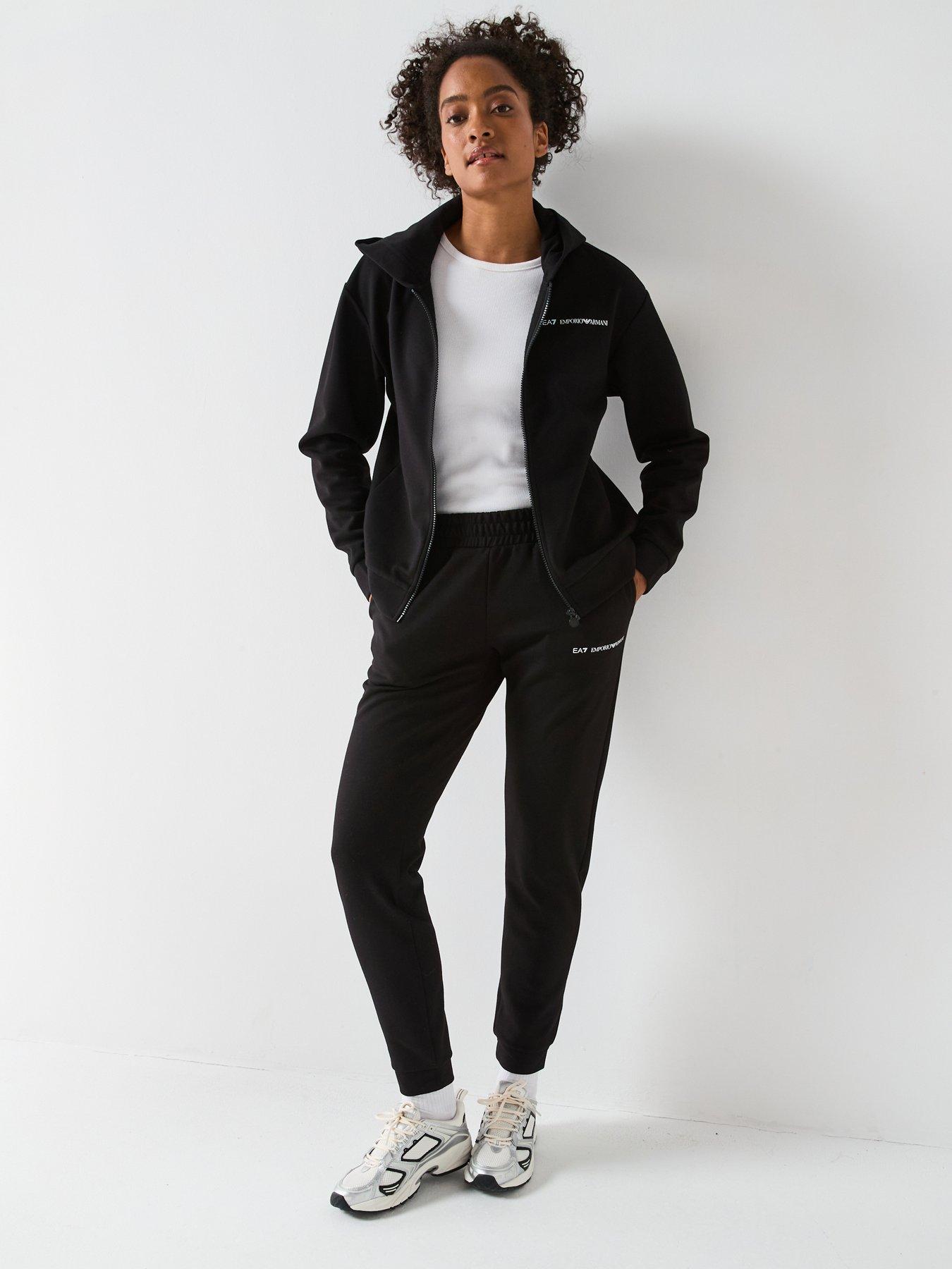 EA7 Emporio Armani Zip Through Hoodie Tracksuit - Black