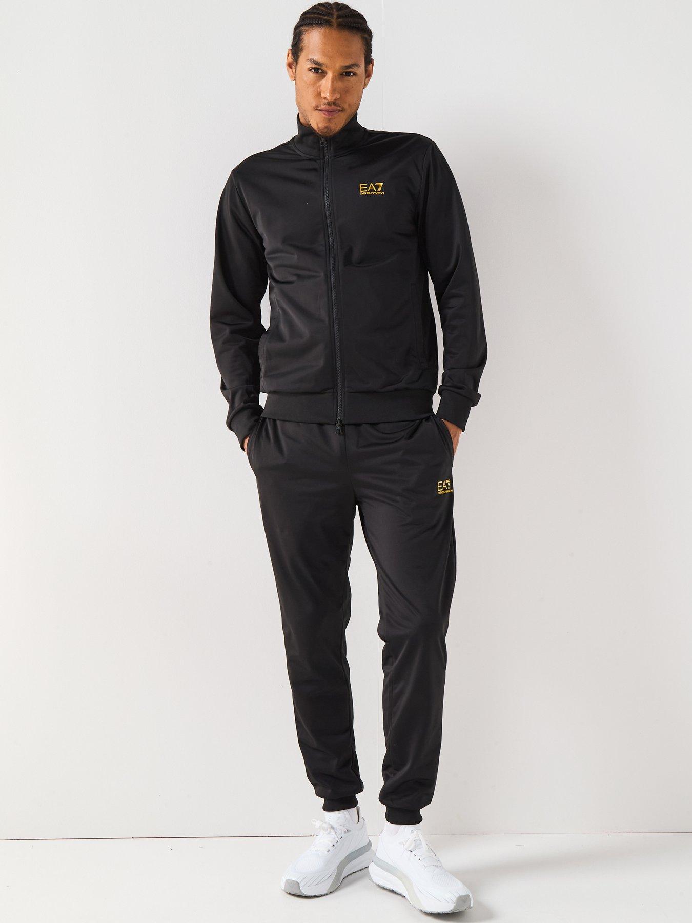 undefined EA7 Core ID Zip Funnel Neck Tracksuit - Black