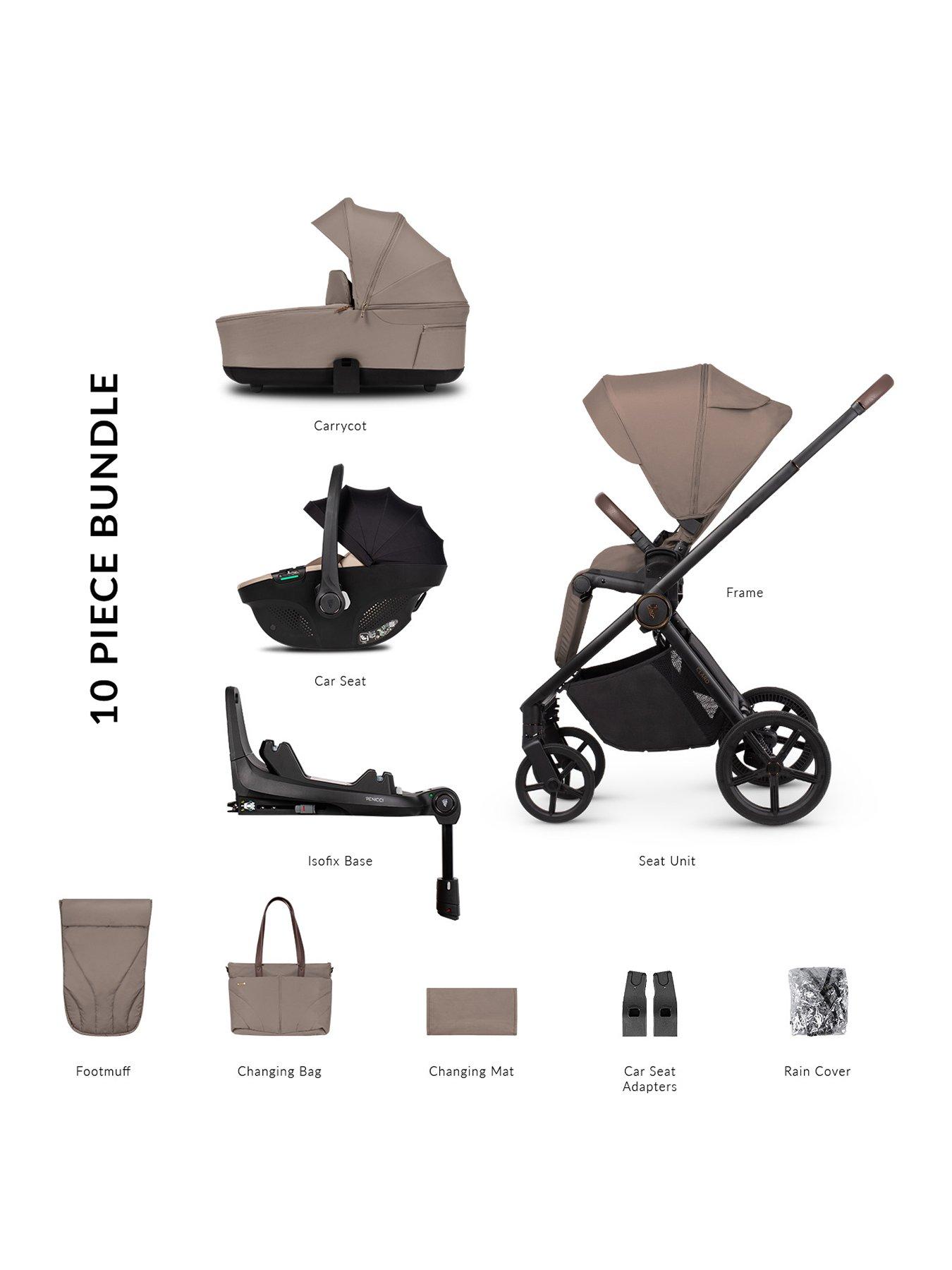 Venicci Claro 3in1 Bundle plus Tiago Beige Car Seat and 360 Base - Almond