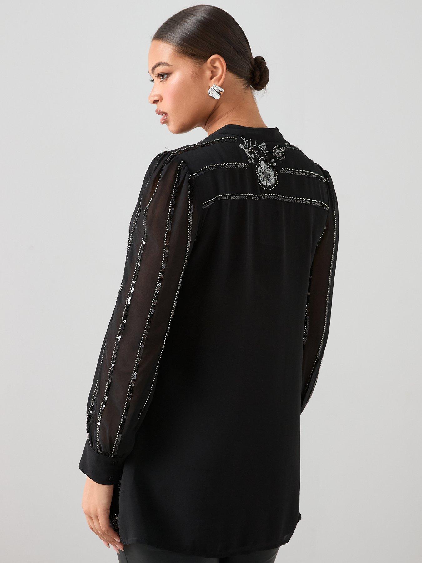Image 2 of 6 of The Very Collection Curve Embellished Longline Blouse