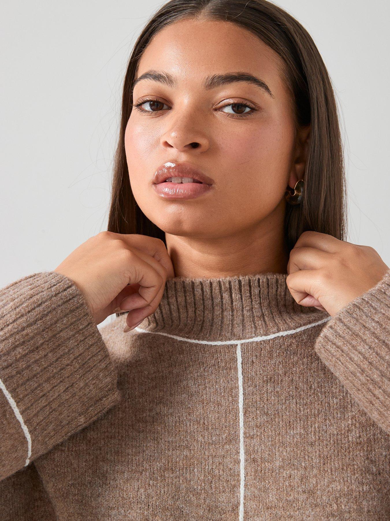 Image 4 of 7 of The Very Collection Curve Contrast Stitch Longline Jumpe