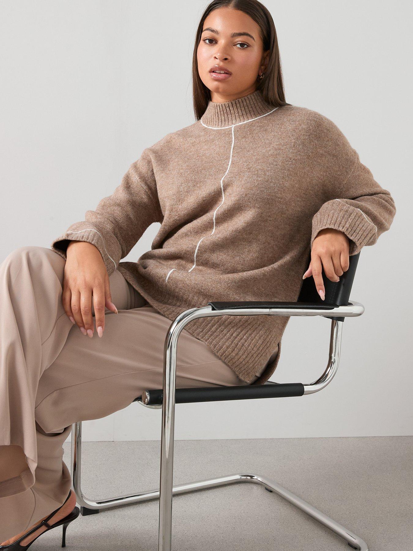 Image 5 of 7 of The Very Collection Curve Contrast Stitch Longline Jumpe
