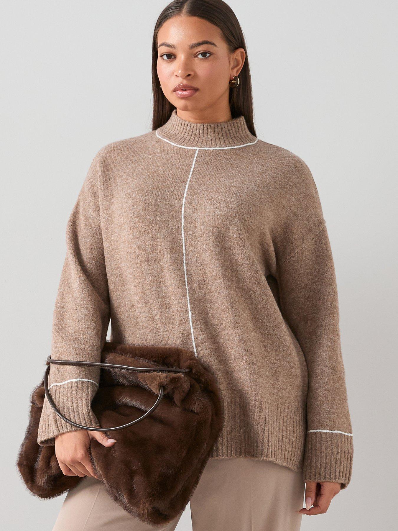 Image 6 of 7 of The Very Collection Curve Contrast Stitch Longline Jumpe