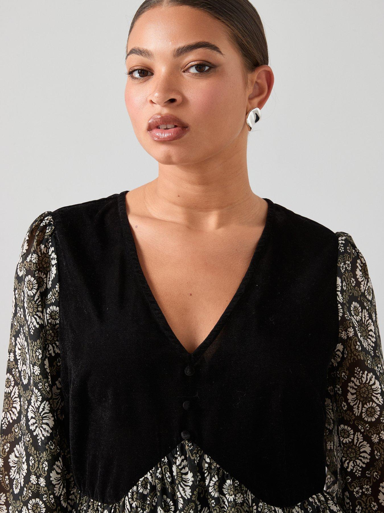 Image 5 of 6 of The Very Collection Curve 2 In 1 Waistcoat Mini Dress - Print