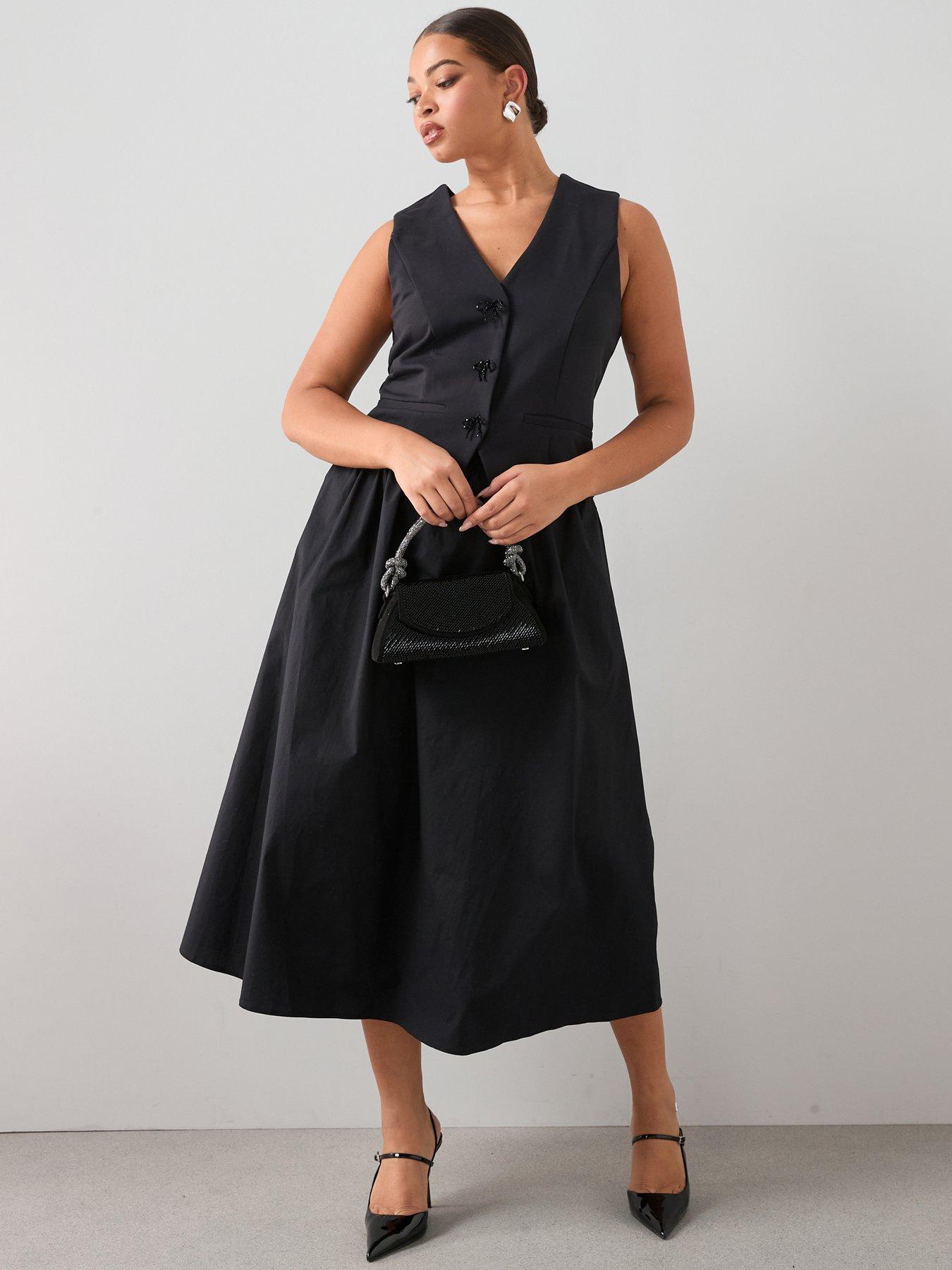 The Very Collection Curve Bow Trim 2 In 1 Midi Dress