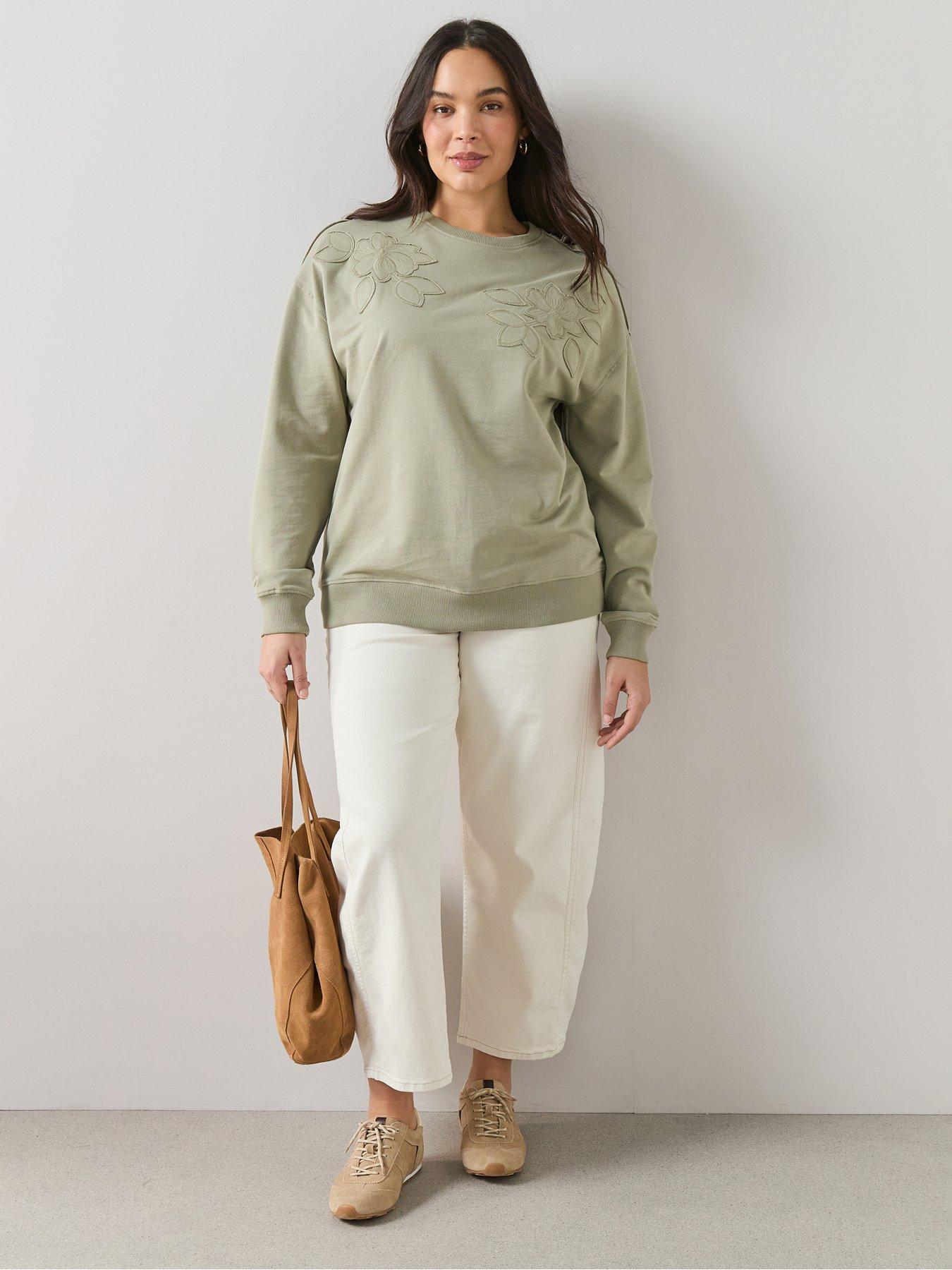 Image 3 of 6 of The Very Collection Curve Floral Applique Sweat
