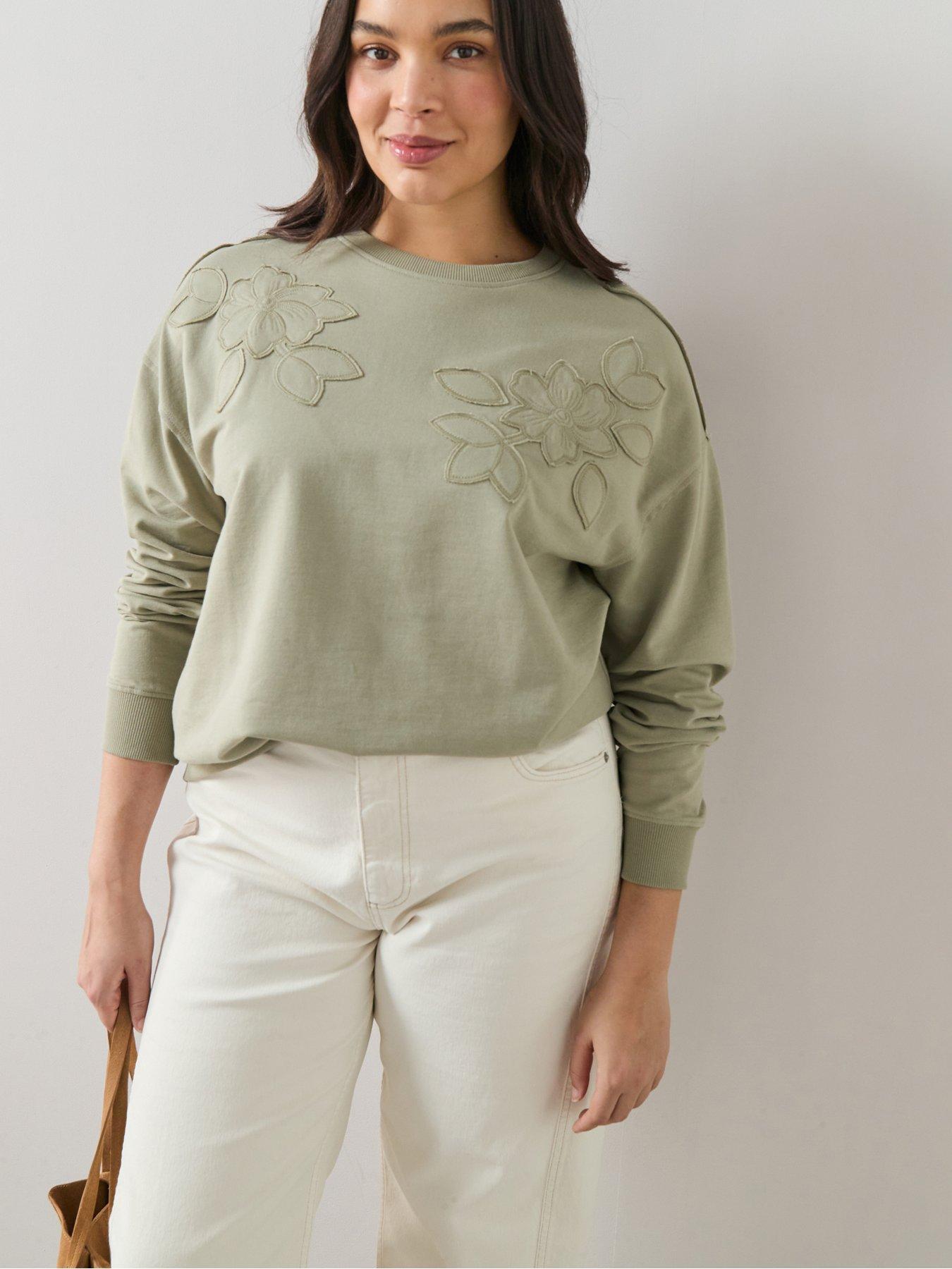Image 4 of 6 of The Very Collection Curve Floral Applique Sweat