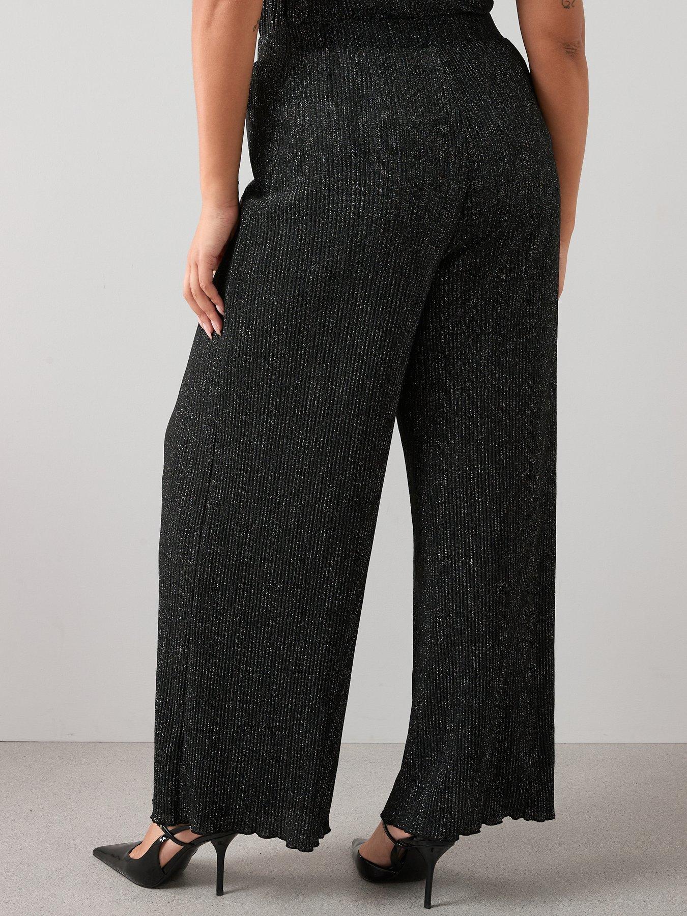 Image 2 of 7 of The Very Collection Curve Lurex Plisse Wide Leg Trouser