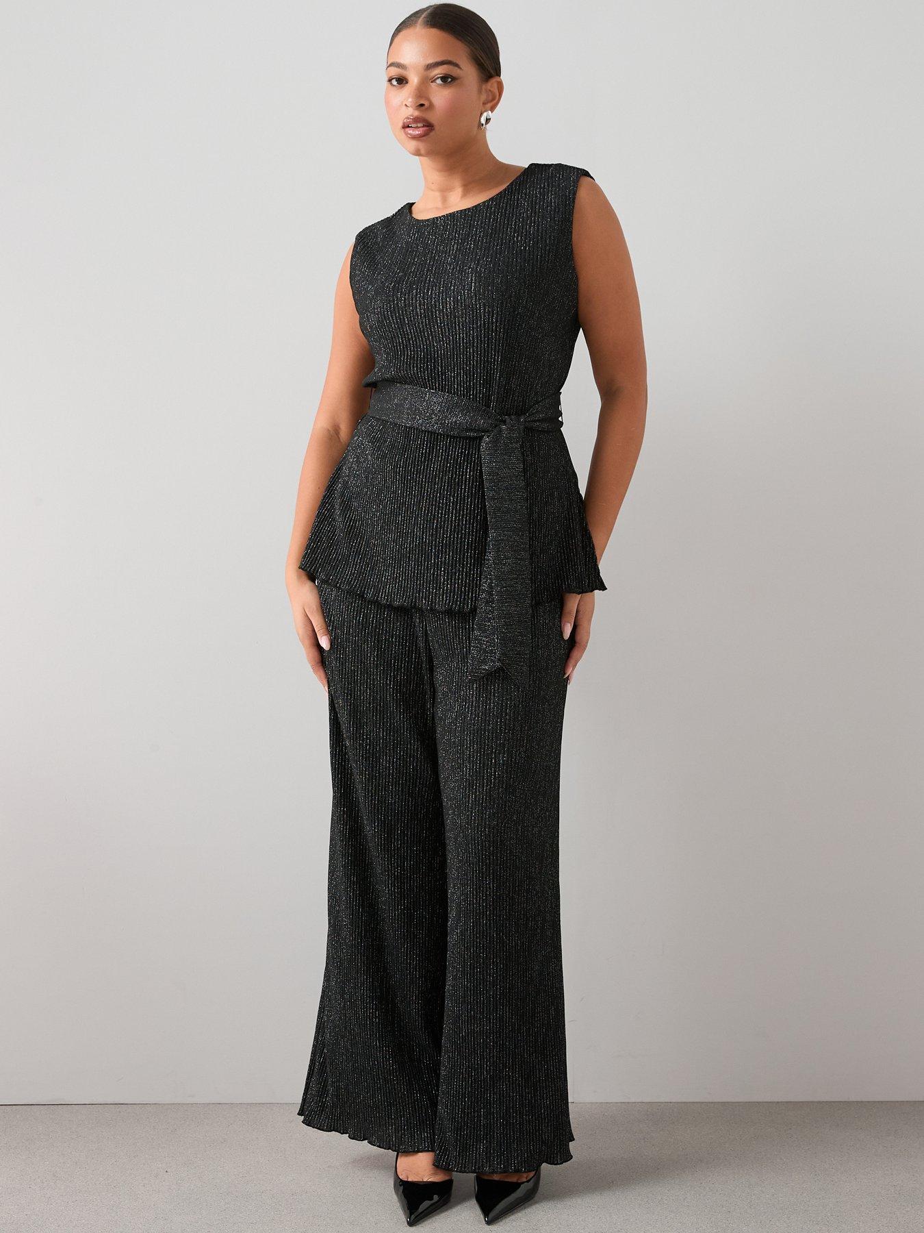 Image 3 of 7 of The Very Collection Curve Lurex Plisse Wide Leg Trouser