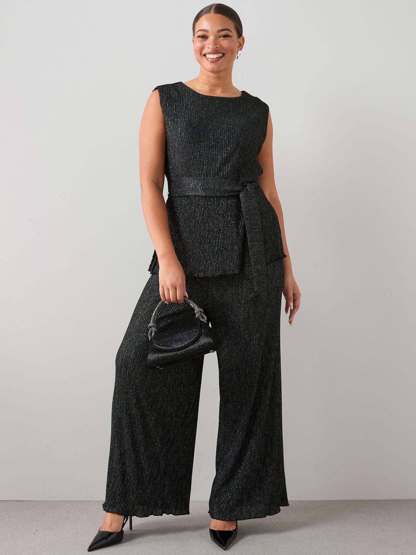 Image 4 of 7 of The Very Collection Curve Lurex Plisse Wide Leg Trouser