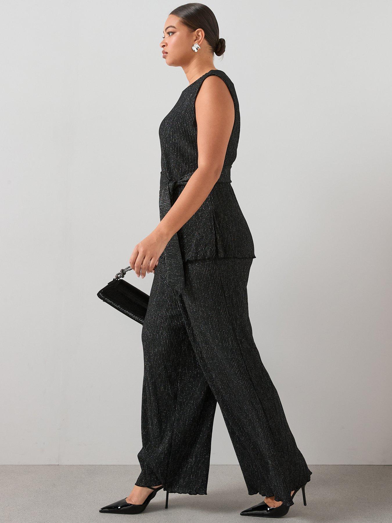 Image 6 of 7 of The Very Collection Curve Lurex Plisse Wide Leg Trouser