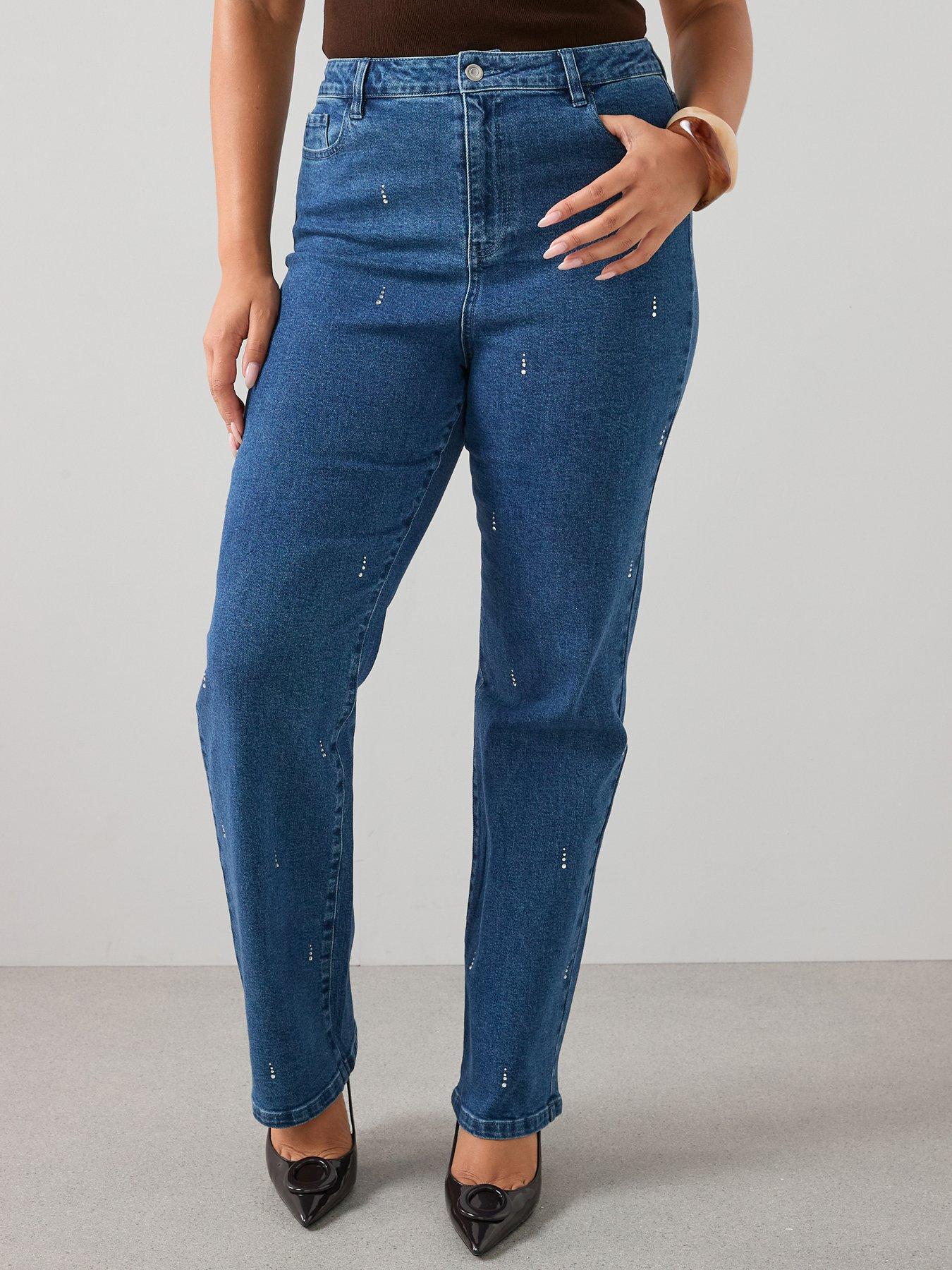 Image 1 of 7 of The Very Collection Curve Rhinestone Straight Leg Jean