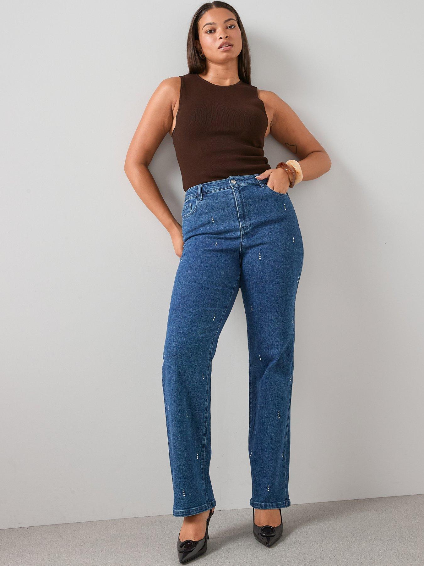 Image 3 of 7 of The Very Collection Curve Rhinestone Straight Leg Jean