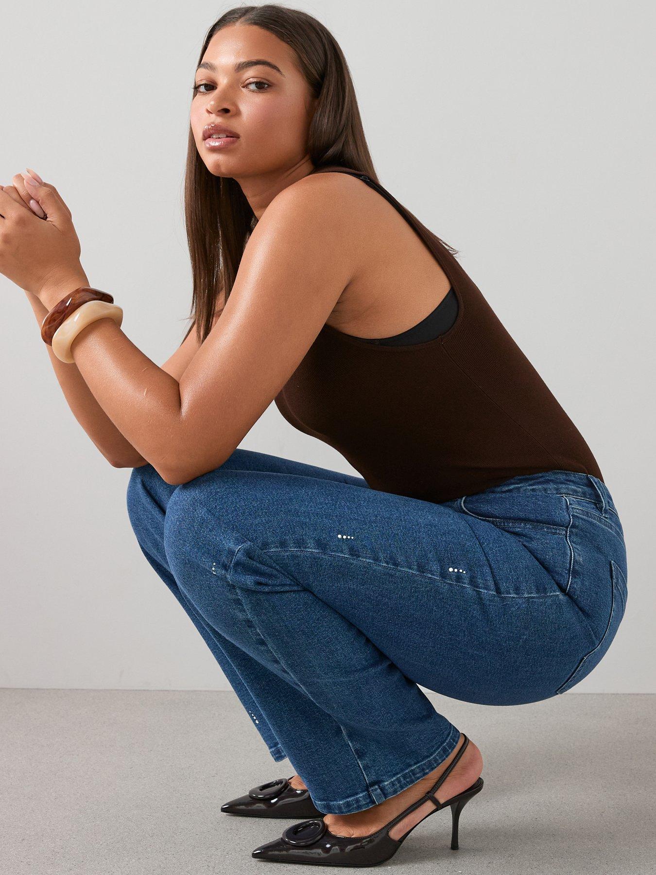 Image 4 of 7 of The Very Collection Curve Rhinestone Straight Leg Jean