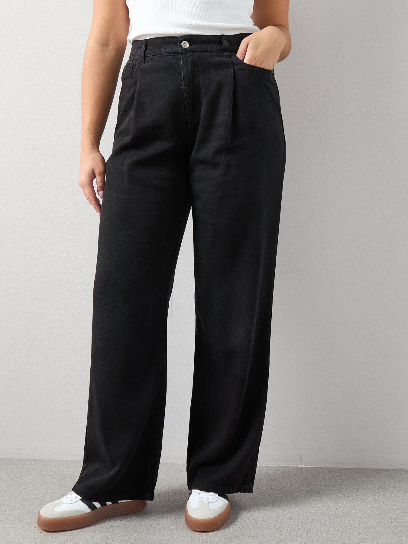 The Very Collection Curve Wide Leg Elasticated Waist Jean - Black