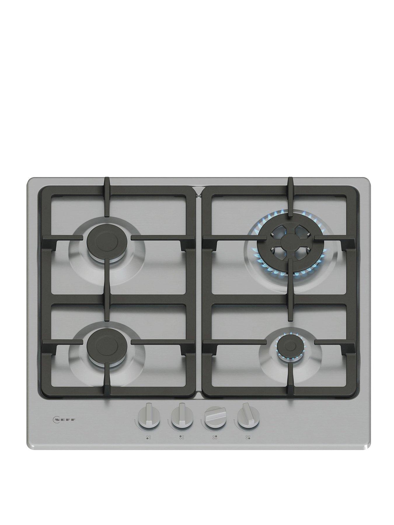undefined T26GKH8N0, 60cm Gas Hob, 4 burners, 3.3kW Wok, 2 Dishwasher suitable cast iron pan supports, new standard sword dials