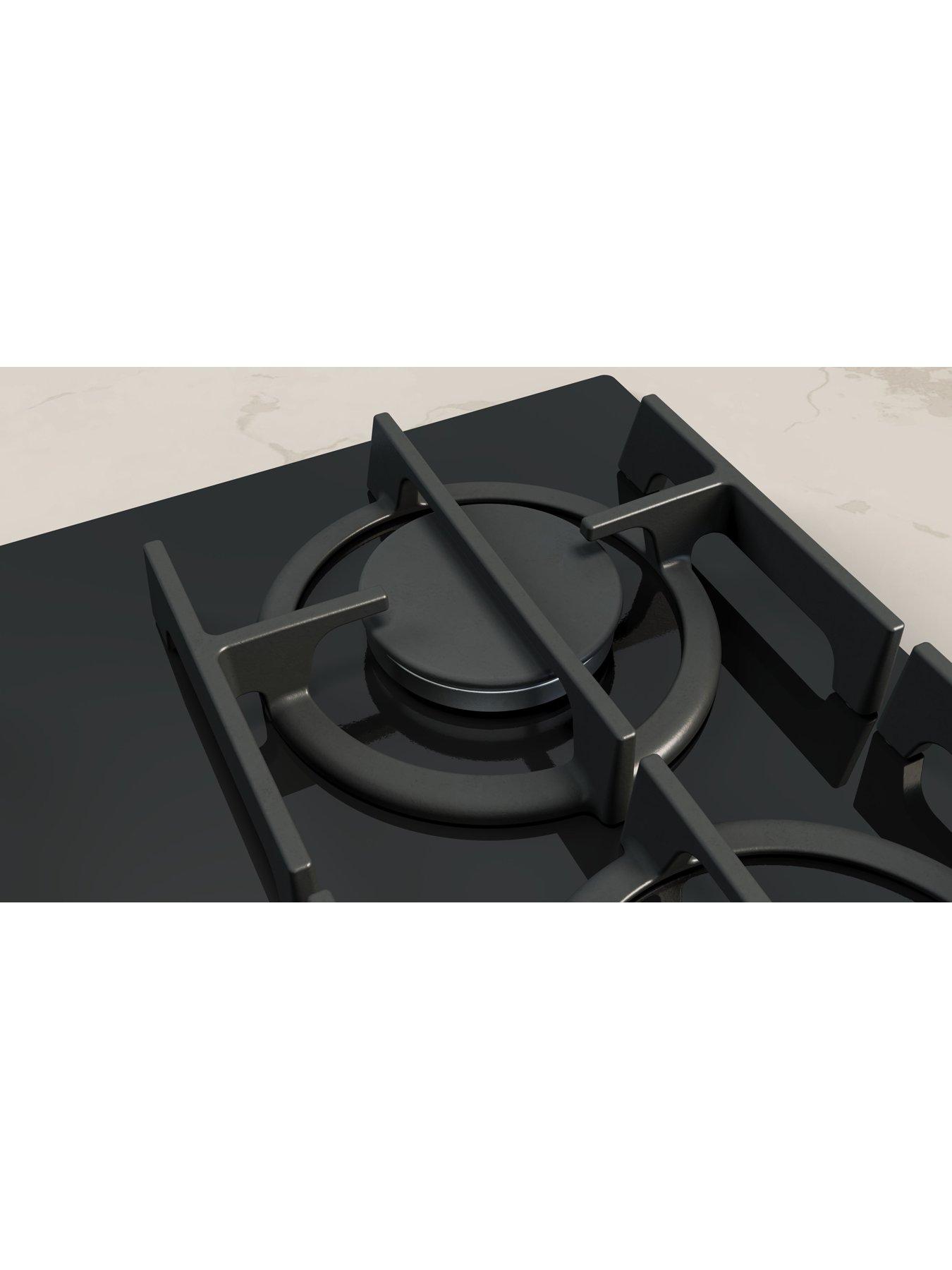 Image 3 of 7 of Neff T26PIP4S0, 60cm Gas Hob, Black Tempered Glass, 4 burner, Optimised FlameSelect, 4 Dishwasher suitable cast iron pan supports, Detachable metallic sword dials