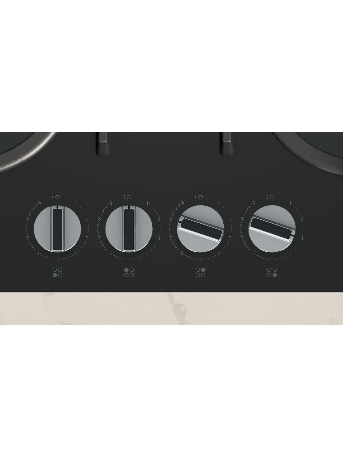 Image 4 of 7 of Neff T26PIP4S0, 60cm Gas Hob, Black Tempered Glass, 4 burner, Optimised FlameSelect, 4 Dishwasher suitable cast iron pan supports, Detachable metallic sword dials