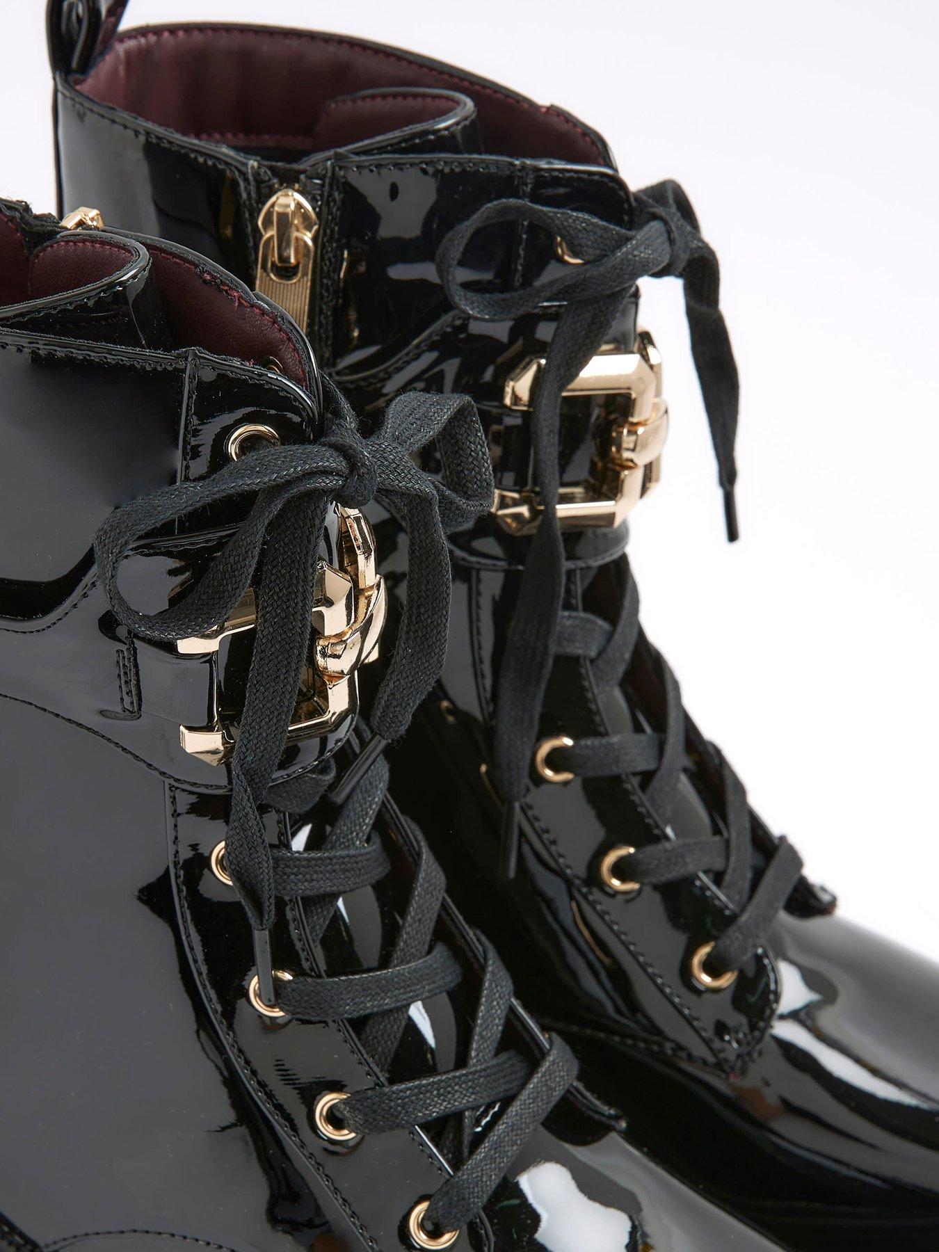 River Island Lace Up Chunky Boots Black Very