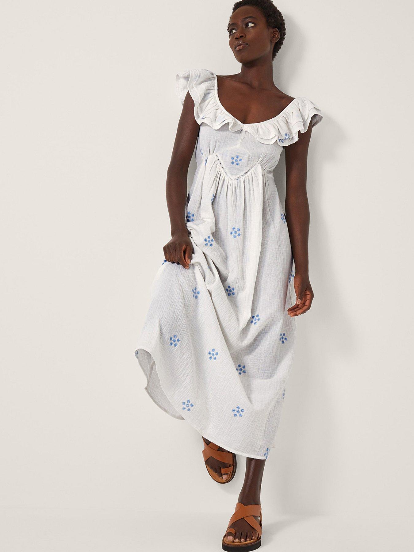 Monsoon Daisy Midi Dress - White