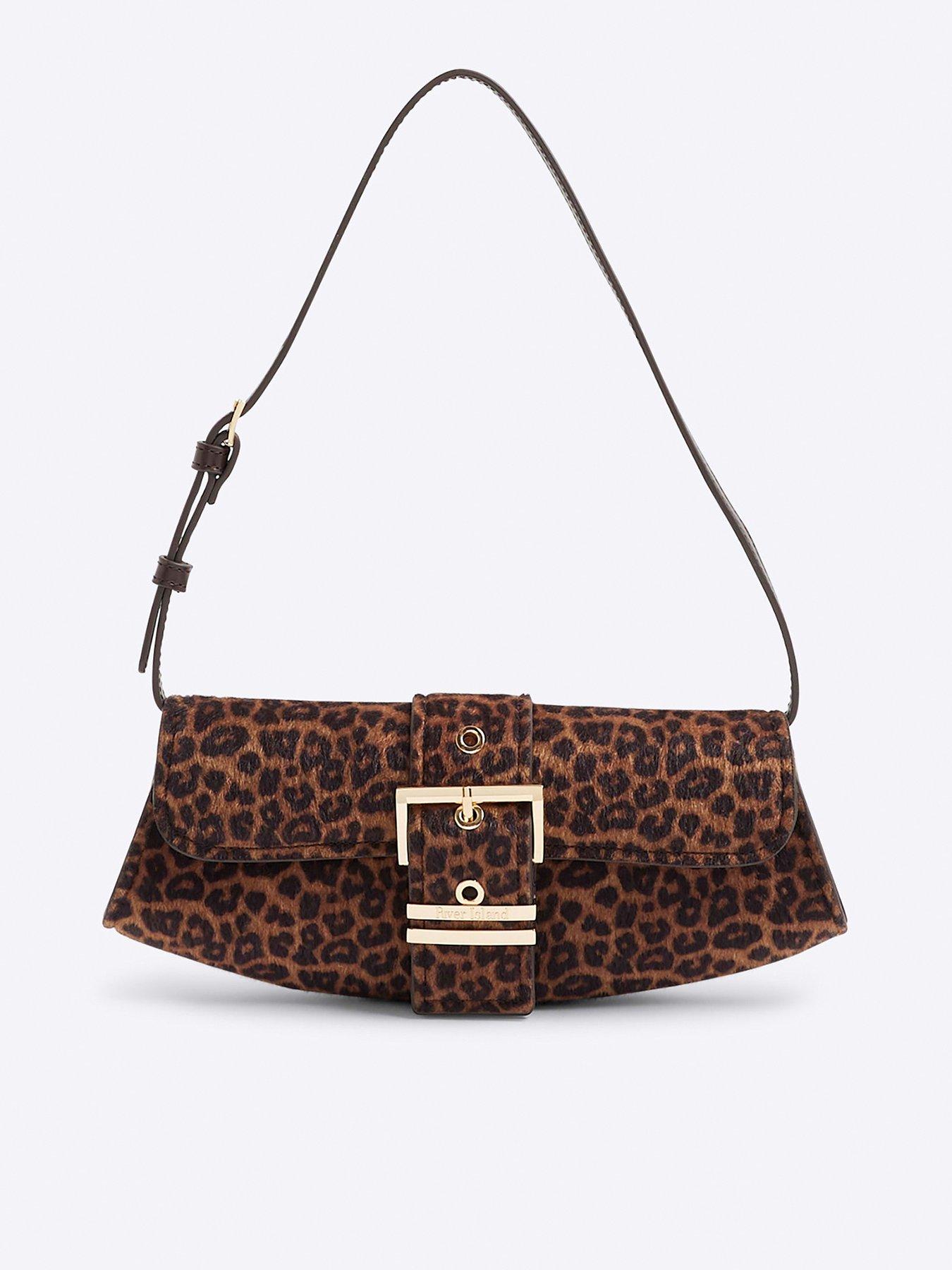undefined Leopard Buckle Front Shoulder Bag - Brown