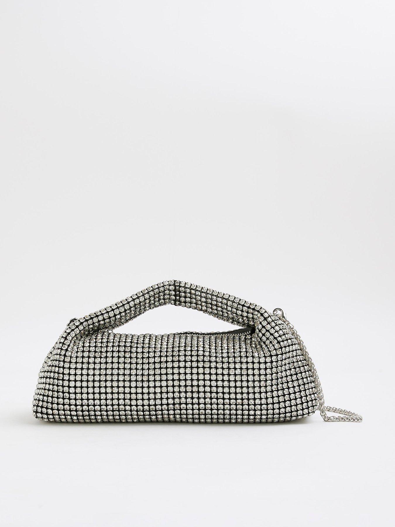 undefined Diamante Scoop Clutch Bag - Silver