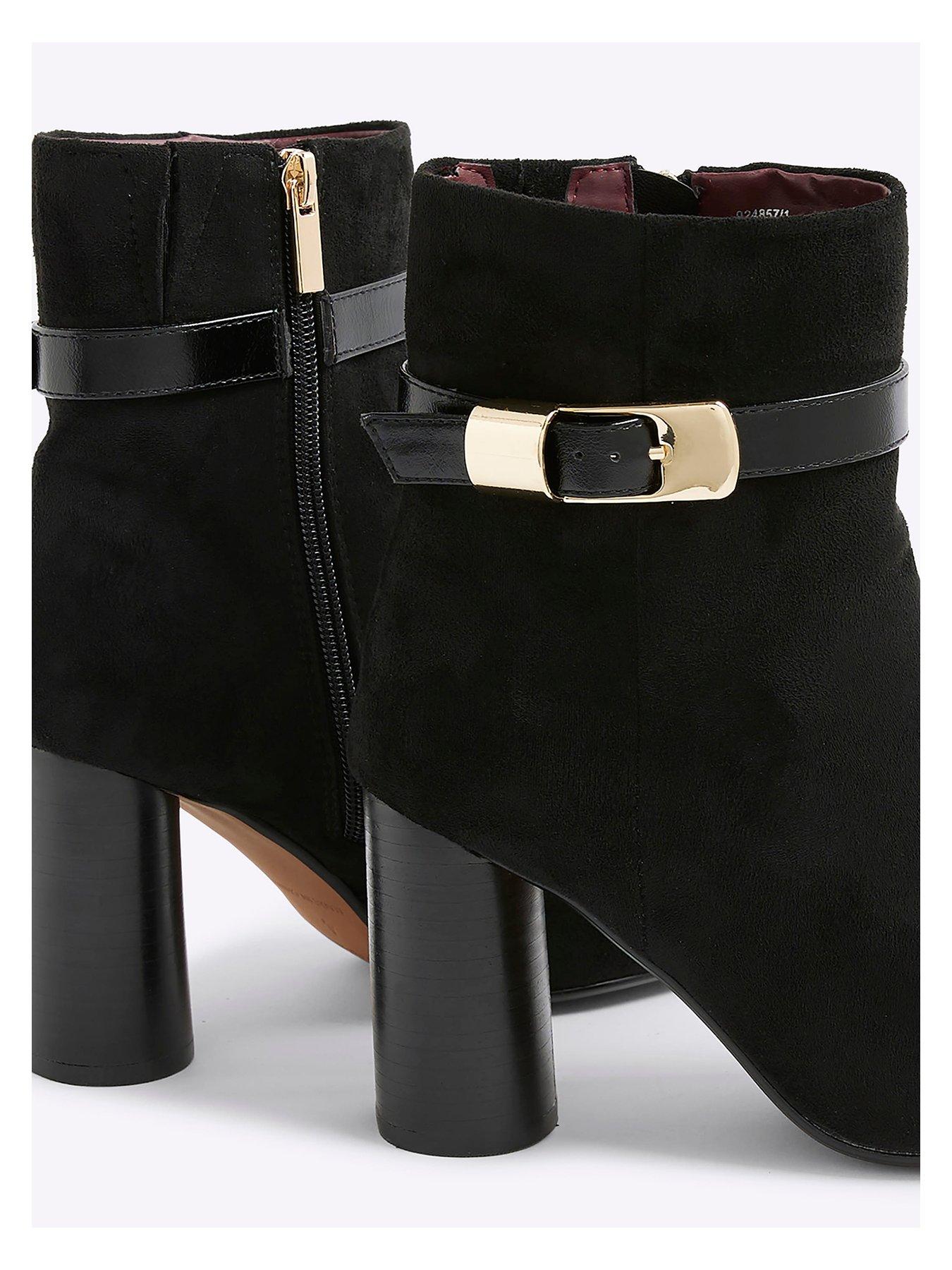 Image 6 of 6 of River Island Round Heeled Buckle Boot - Black