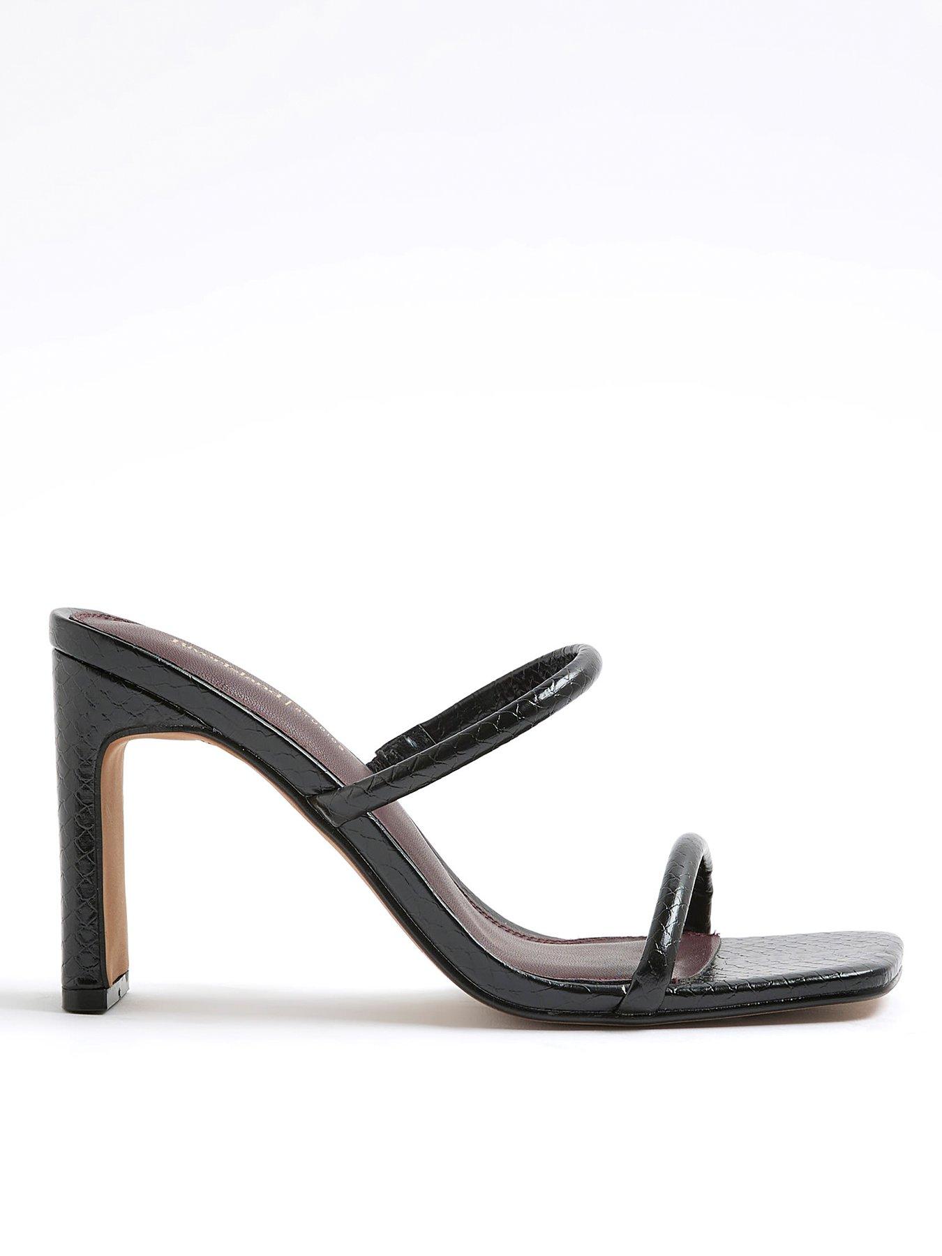River Island Wide Double Strap Mule - Black