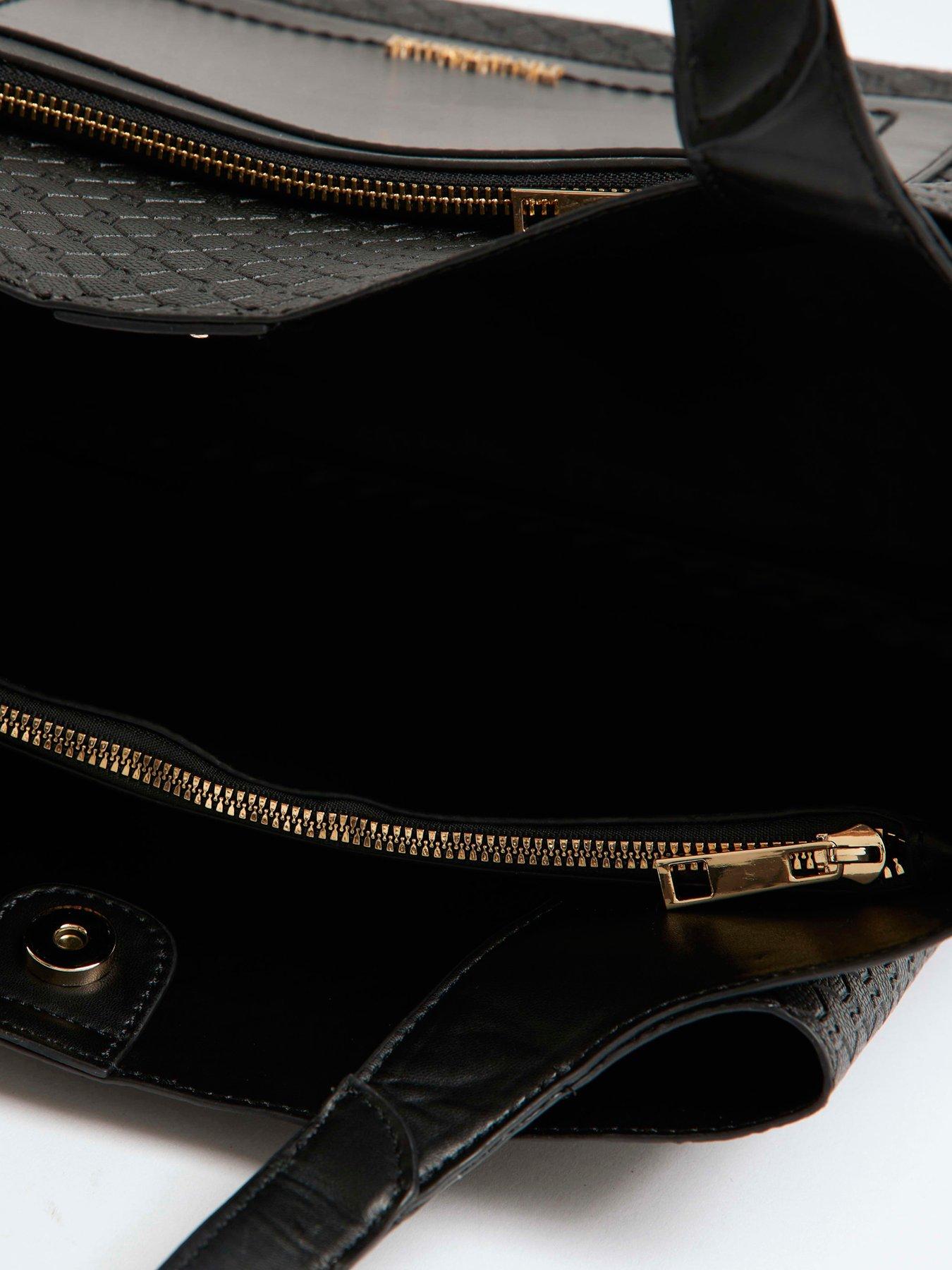 Image 4 of 5 of River Island Pocket Front Embossed Shopper Bag - Black