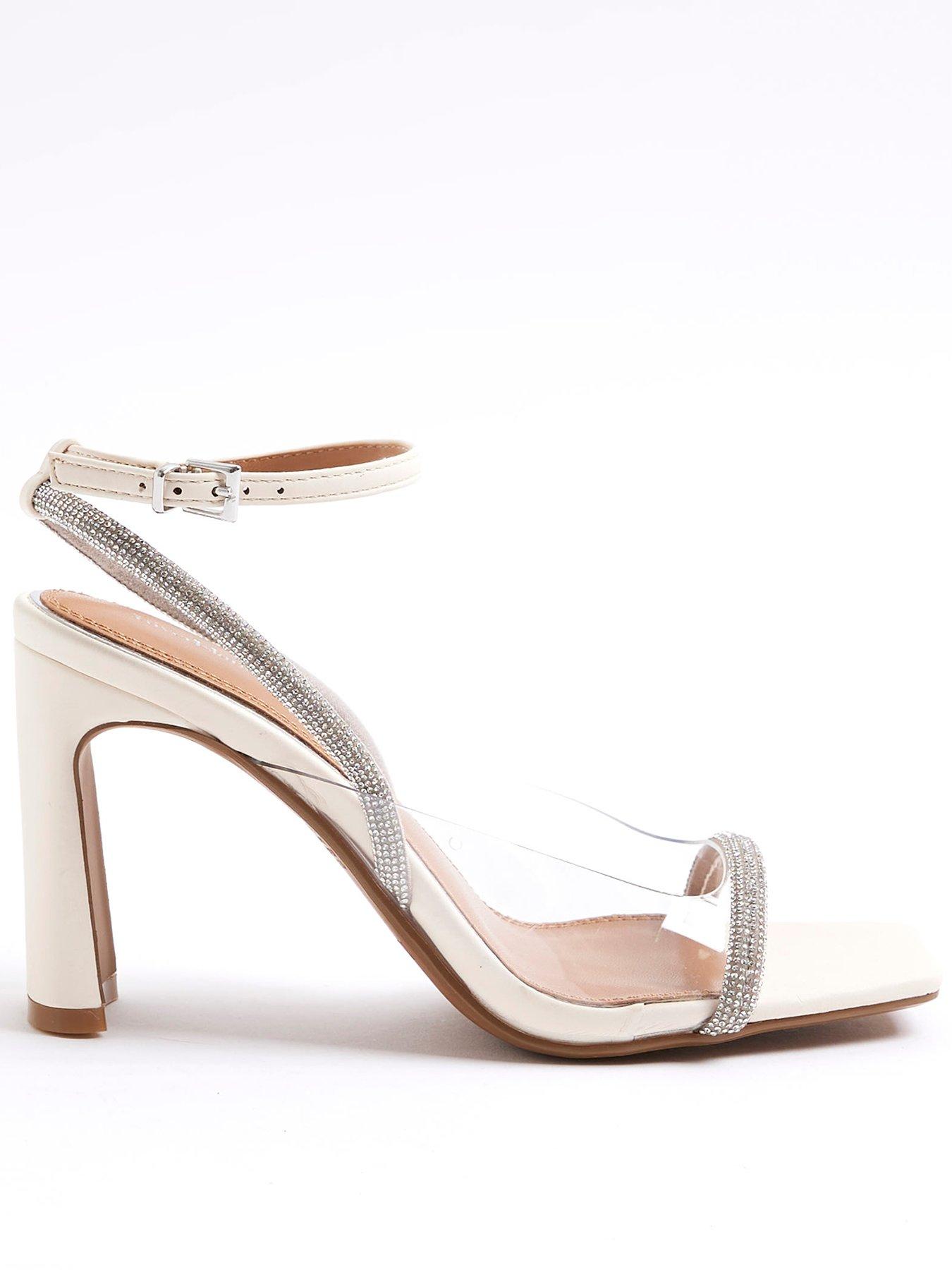 undefined Perspex Heatseal Heeled Sandals - White