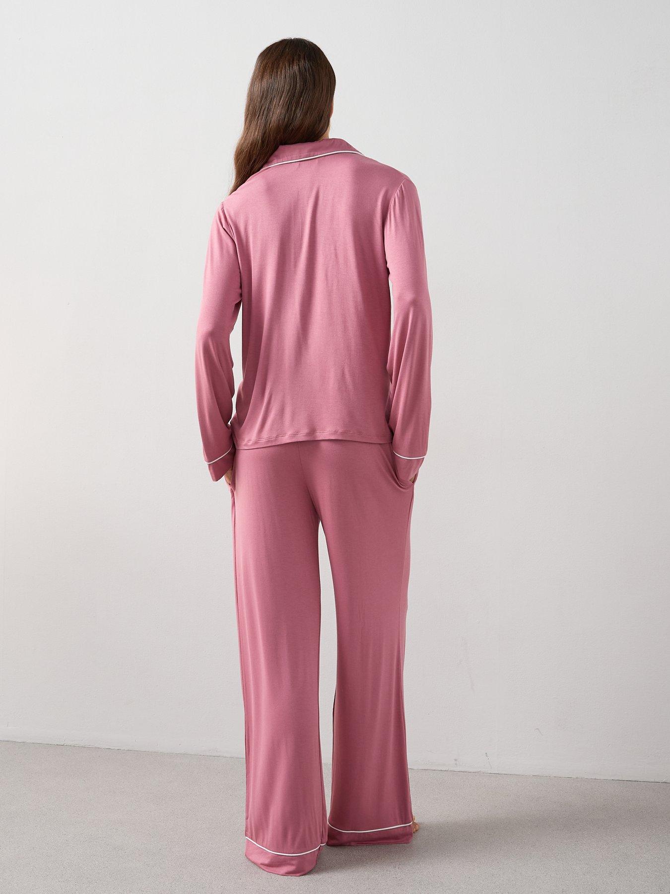 Image 2 of 6 of The Very Collection Jersey Revere Pyjama Set - Pink