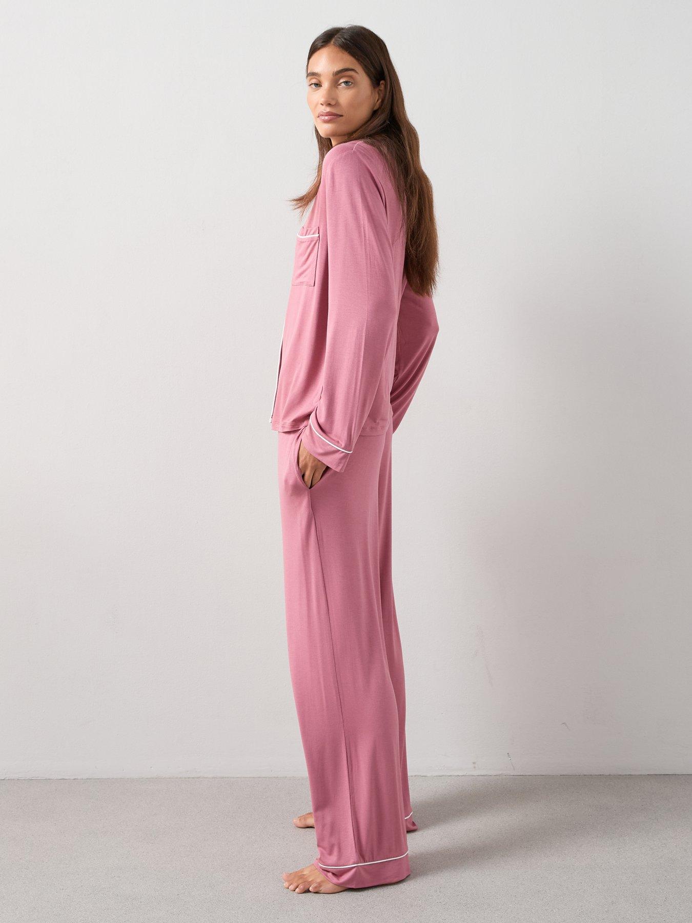 Image 3 of 6 of The Very Collection Jersey Revere Pyjama Set - Pink