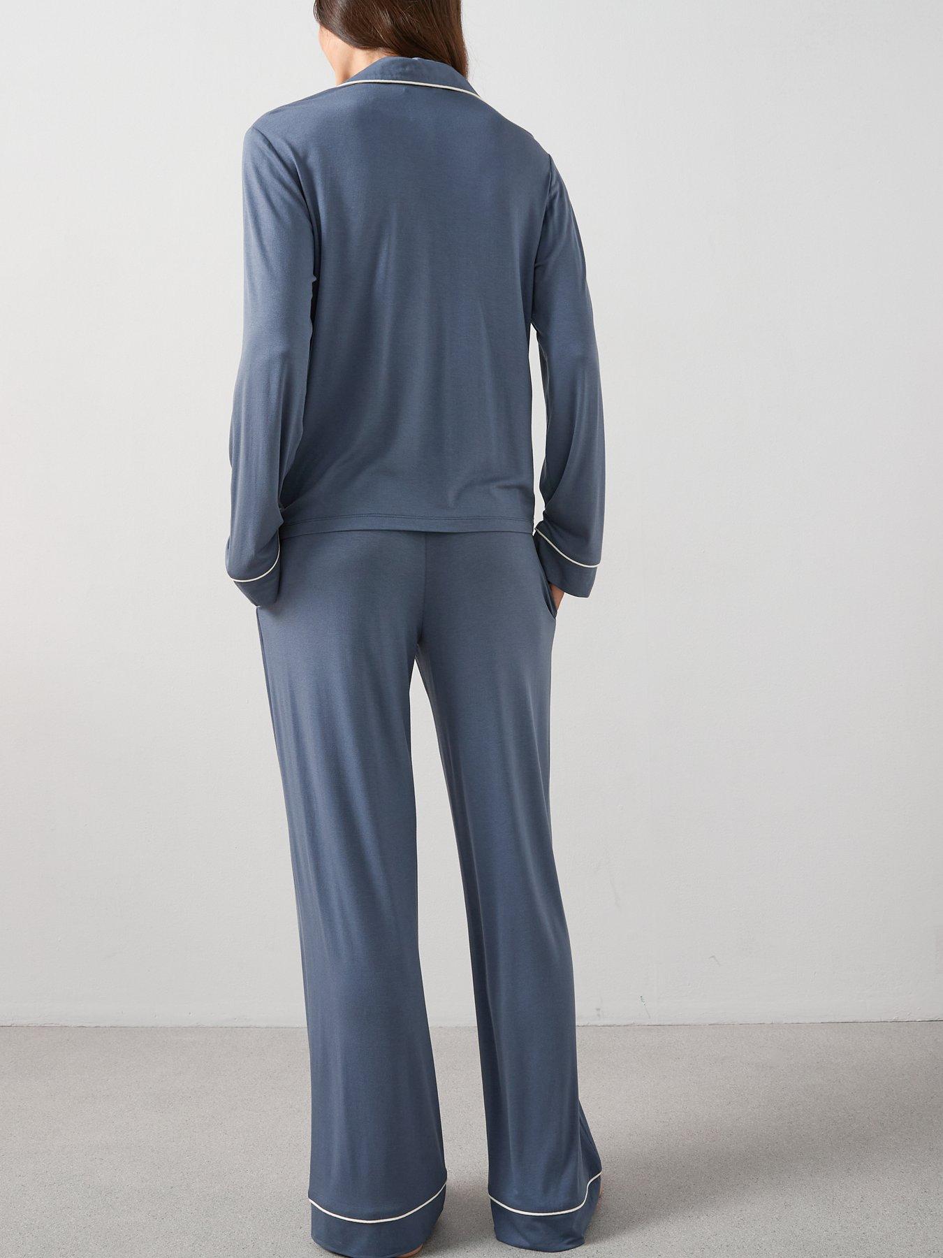 Image 2 of 6 of The Very Collection Jersey Revere Pyjama Set - Blue
